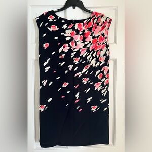 Loft Black Dress with Pink and White Abstract Pattern